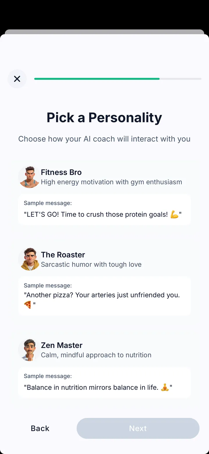 Kaloria – בחירת אישיות: Fitness Bro, The Roaster, Zen Master